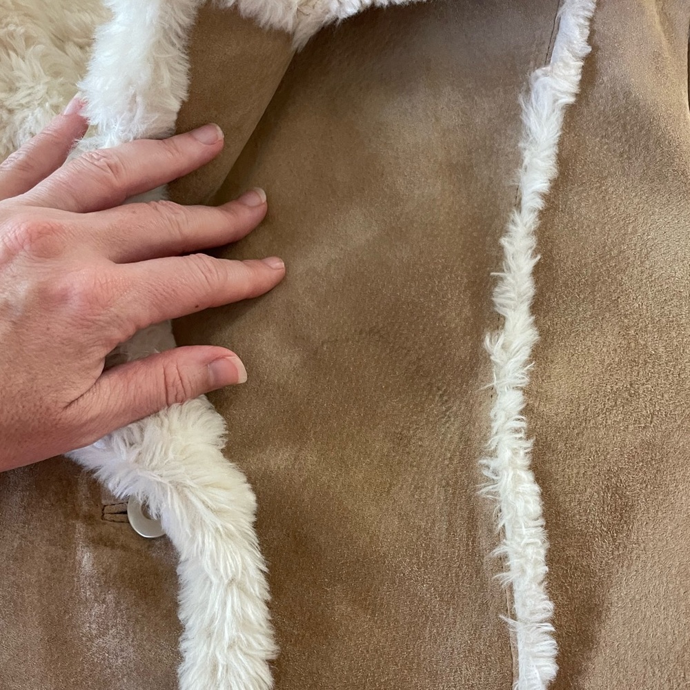 Penny Lane Wilsons Maxima Leather Coat Large Suede Faux Fur Boho Jacket VTG Y2K - Picture 10 of 16